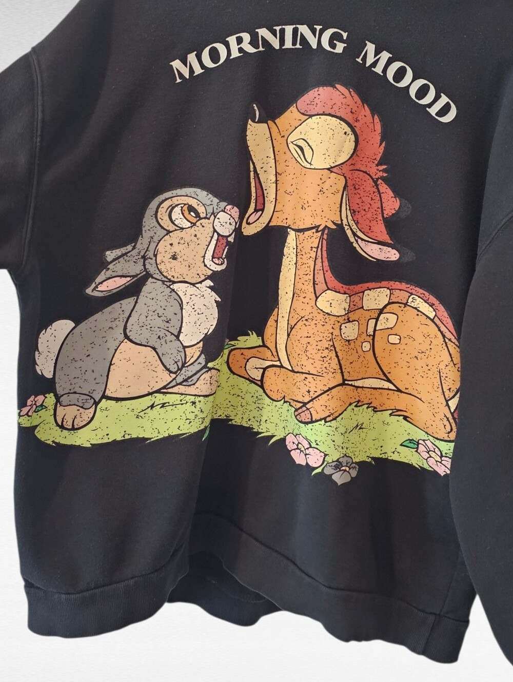 Zara Disney Bambi and Thumper Morning Mood Hoodie Sweatshirt Black Size Medium - Picture 3 of 8
